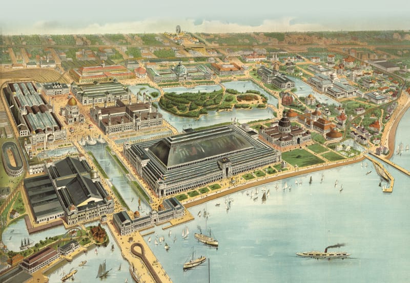 A bird’s-eye view of the Chicago World’s Columbian Exposition, 1893. Courtesy of the Library of Congress, Geography and Map Division.